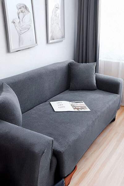 Hacer HOME Likrali Streç Lastikli Esnek Yikanabilir Kare Desen 3Kişilik Likra...