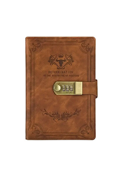 Gesso Notebook Frıends Süet Deri Kaplı Şifreli Kilitli Retro Kahve Günlük (15X22CM)