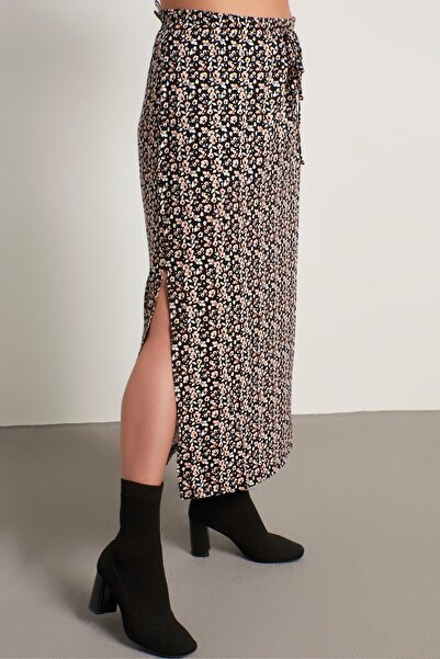MYLİNE Çiçekli Uzun Penye Etek