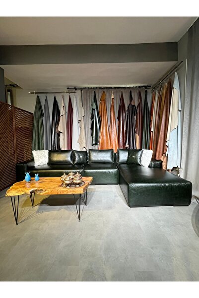 Limon Koltuk Diamente Hakiki Deri Köşe Koltuk Yeşil