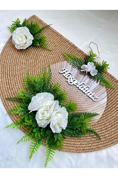 MACROMEKİDS Ev Girişine Özel Hoşgeldiniz Pleksi Kapı Süsü Tasarımlı Paspas Takımı