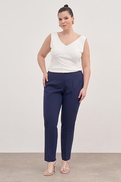 MYLİNE High Waist Trousers with Stitching Detail