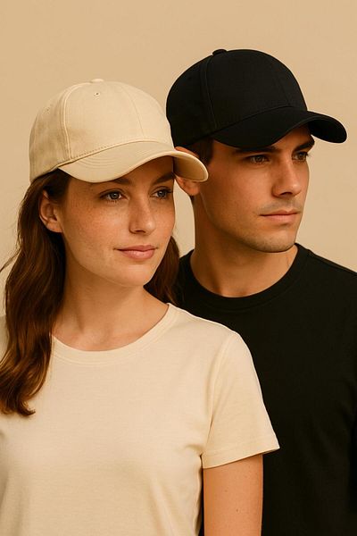 derikem Unisex Basic Velcro Line Baseball Cap Cream-Black