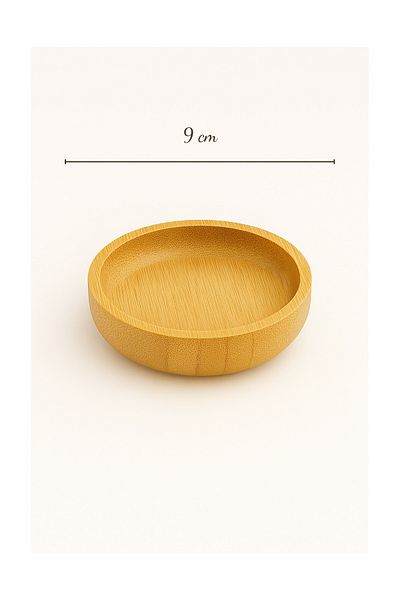 CİHO Bamboo Round Bowl - 4 Pieces of Snacks, 9 cm Size (Vivatti)
