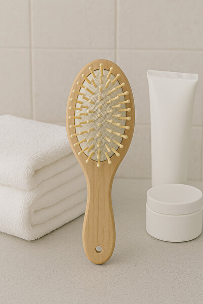 MİS KİTCHEN Bamboo Tip Brush Wooden Hair Brush - Bamboo Toothed Hair Brush