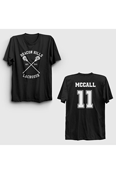 Presmono Unisex Siyah 11 Scott Mccall Dizi Teen Wolf Sırt Baskılı T-Shirt 530968tt