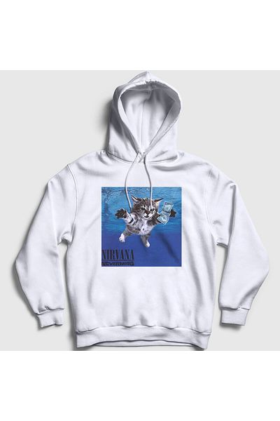 Presmono Unisex White Hooded Sweatshirt Nirvana 533317 Tt