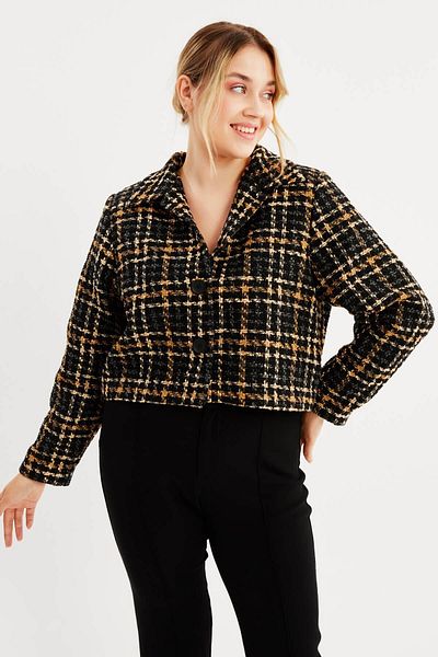 MYLİNE Lined Crop Tweed Jacket