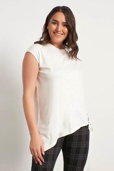 MYLİNE Eyelet Detailed Sleeveless Combed Cotton T-Shirt