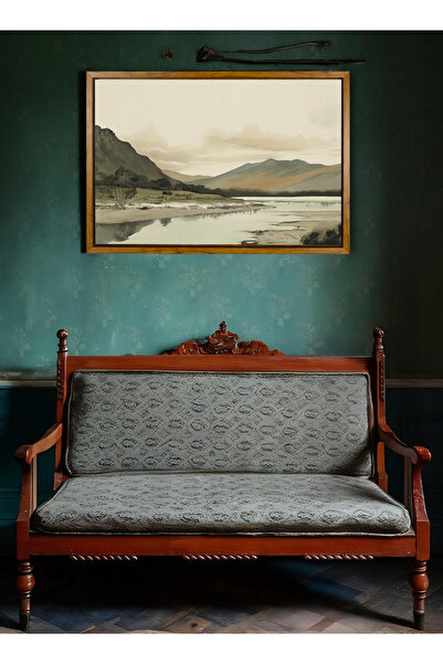 LOWHA لوحة فنية جدارية من القماش ممدودة على إطار خشبي عائم بألوان خشبية ولوحة...