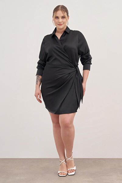 MYLİNE Saten Anvelop Bağlamalı Elbise