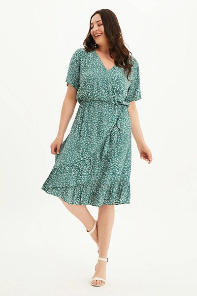MYLİNE Wrap Ruffle Detailed Dress