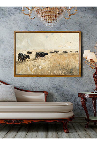 LOWHA لوحة فنية جدارية من القماش ممدودة على إطار خشبي عائم بألوان خشبية ولوحة...