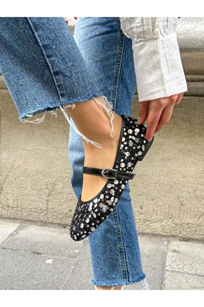 Kids Club Shoes Feles cipele sa šljokicama za žene Baletanke CRNE