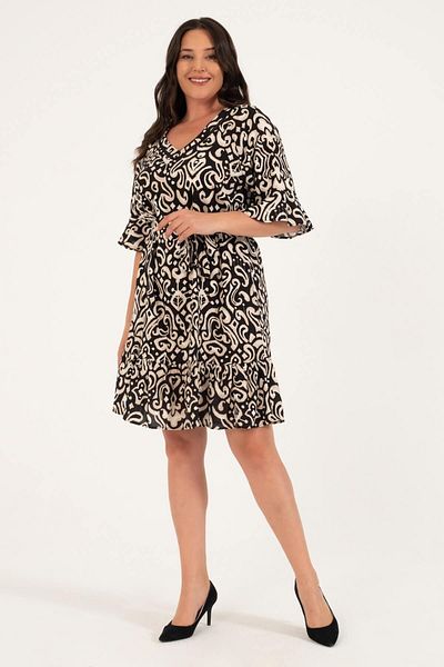 MYLİNE V Neck Flared Sleeves Dress