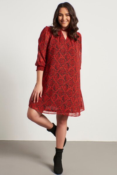 MYLİNE Gimped Chiffon Dress with Collar Detail