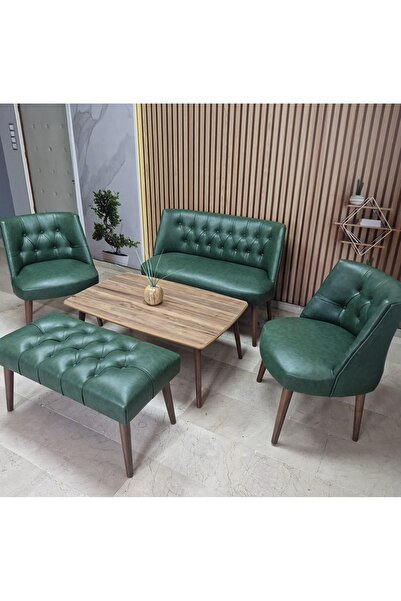 Azra Aksesuar Deri Çay Seti Koltuk Takımı Oturma Grubu Cafe Mobilya Ofis-Büro...