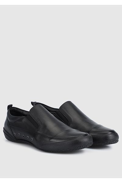 City Life Pantofi cu slip-on din piele neagră pentru bărbați