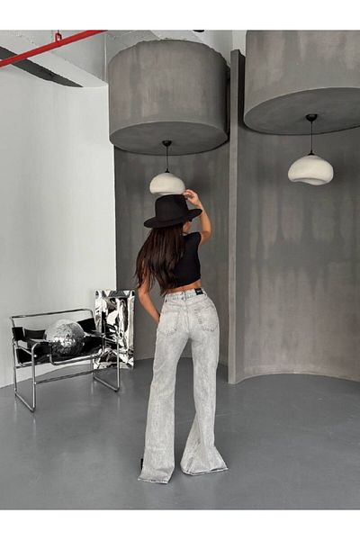 DENİKK TENDINȚE DESIGN SPECIAL PANTALONI PALAZZO JEAN DENIM DETAIL RUPIT CU PICIOARE LĂȚI