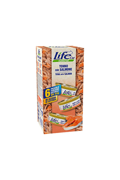 Life Cat طعام قطط معلب متعدد الأغراض من التونة والسلمون - 50 جم - عبوة من 6 قطع