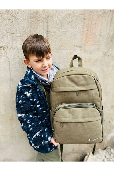 Çanta Trend Σχολική τσάντα από καμβά Unisex με θήκη για φορητό υπολογιστή (7 θήκες)