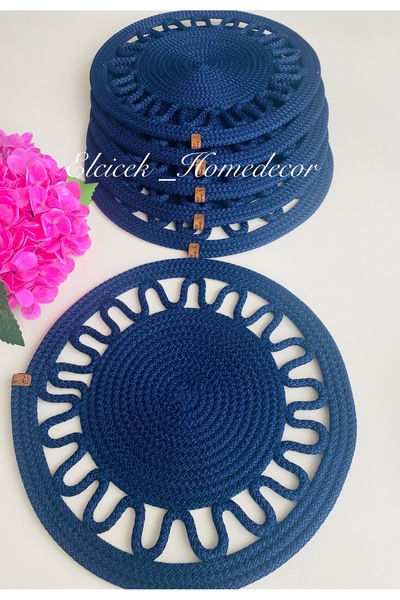 ELÇİÇEK HOME Plates Set, American Service, Table Service 6 Pieces (Navy Blue)