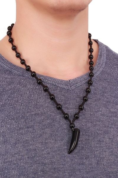 RoseRoi Beaded Ivory Black Color Necklace