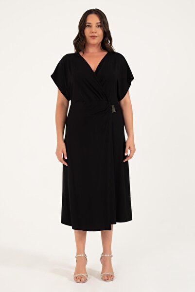 MYLİNE Wrap Dress with Metallic Detail