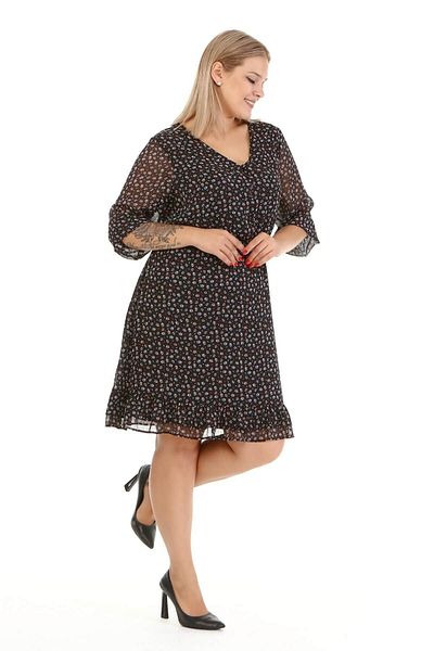 MYLİNE Lined Chiffon Gipe Detailed Dress