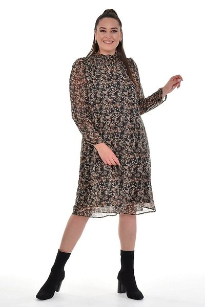 MYLİNE Lined Chiffon Gipe Detailed Dress