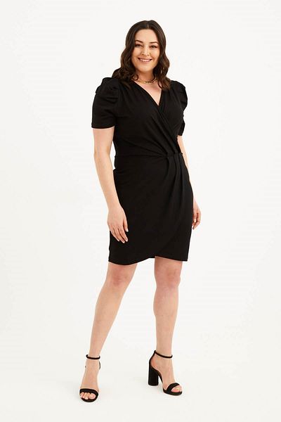 MYLİNE Combed Cotton Wrap Dress with Shirring Detail