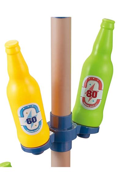 Fitness World Plastic Ring Toss Game Set with 2 Hooks and 3 Bottles Perfect for Indoor and Outdoor Activities