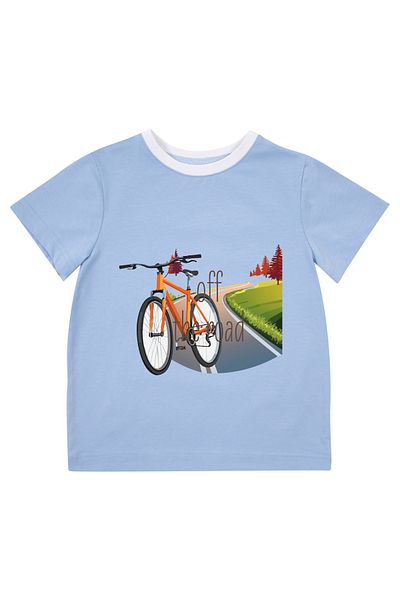 Mavipink Tricou cu mânecă scurtă pentru băiat, bicicletă, bumbac, culoare albastră