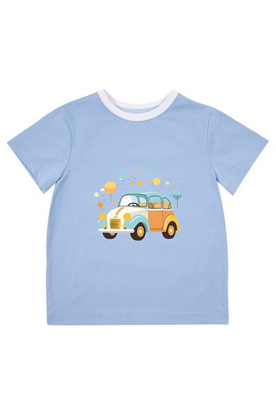 Mavipink Tricou cu mânecă scurtă pentru băiat, galben, din bumbac, culoare albastră