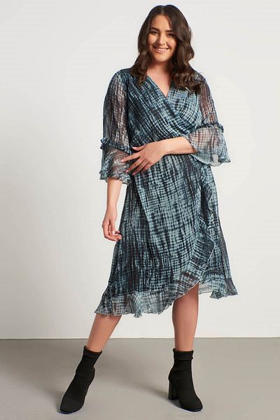 MYLİNE Flounced Chiffon Lined Dress