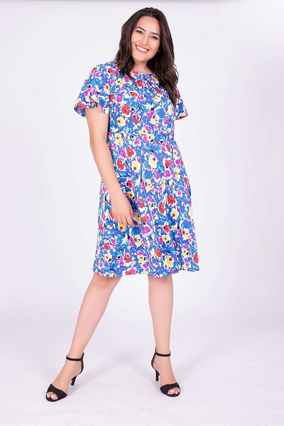 MYLİNE Floral Dress with Cape Sleeves
