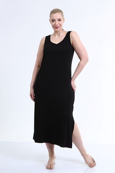 MYLİNE Strappy Slit Detailed Combed Cotton Dress