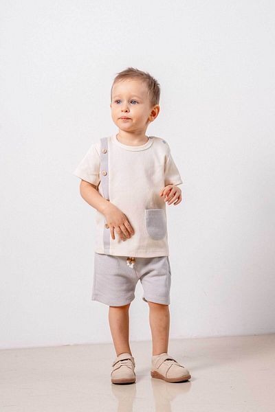 bombe Baby Kids Natural Cotton 2-Piece Shorts Set Trend Fashion Bottom Top Set