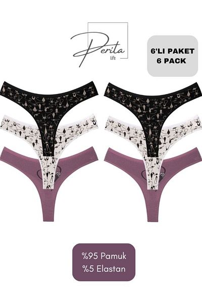 U.S. Polo Assn. Women's Comfort Cake Themed 95% Cotton 5% Elastane String/Tanga 6 Pieces