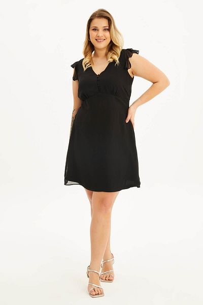 MYLİNE Lined Gipe Detailed Chiffon Dress