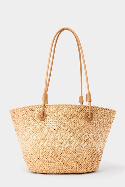 Touché Privé Leather Strap Straw Bag