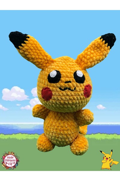 HobiDünyasıElif Pikachu Pokemon El Örgüsü Sevimli Büyük Boy Oyuncak Amigurumi