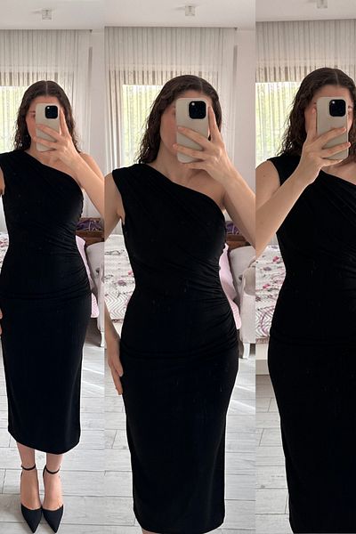 Sorridi Kyda One Shoulder Draped Slit Dress