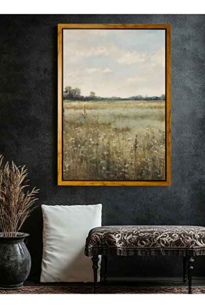 LOWHA لوحة فنية جدارية من القماش مشدودة على إطار خشبي عائم بألوان الخشب مع رس...