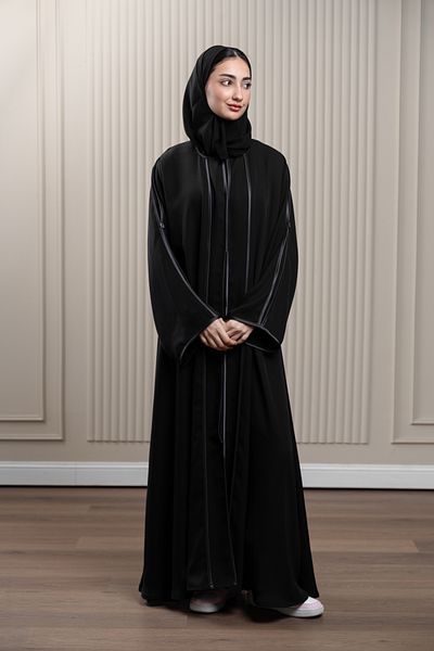 LAVİNİA Lavinia women abaya, flared abaya, satin lines, ring shape, button sleeve detail.