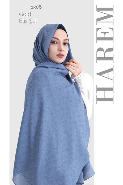 HAREM SCARF Şal Elis de aur albastru