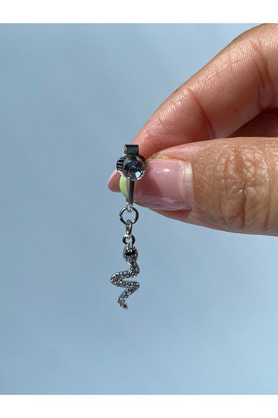 kurukafagift Steel Belly Piercing Magnet Compression Use Stone Dangle Snake Model