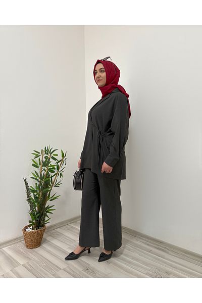 Marjita Tie-Up Hijab Jacket Trousers Double Suit