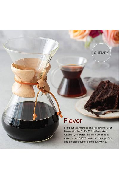 rebune Chemex Coffee Maker, Wooden Design, 800ml, Glass