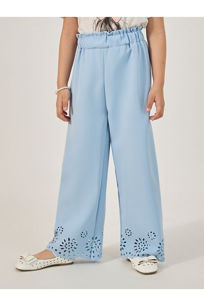 Styli Solid Laser Cut Hem Relaxed Fit Pants